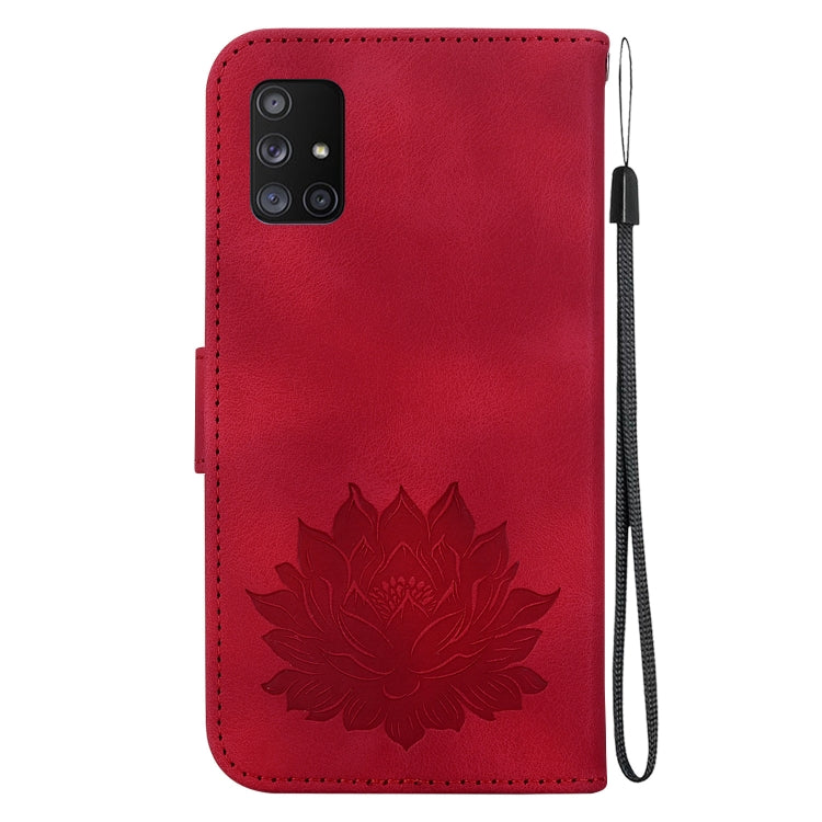 For Samsung Galaxy A71 5G Lotus Embossed Leather Phone Case