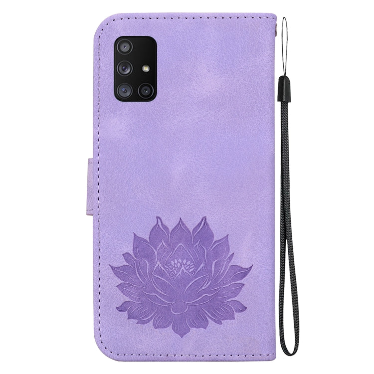 For Samsung Galaxy A71 5G Lotus Embossed Leather Phone Case