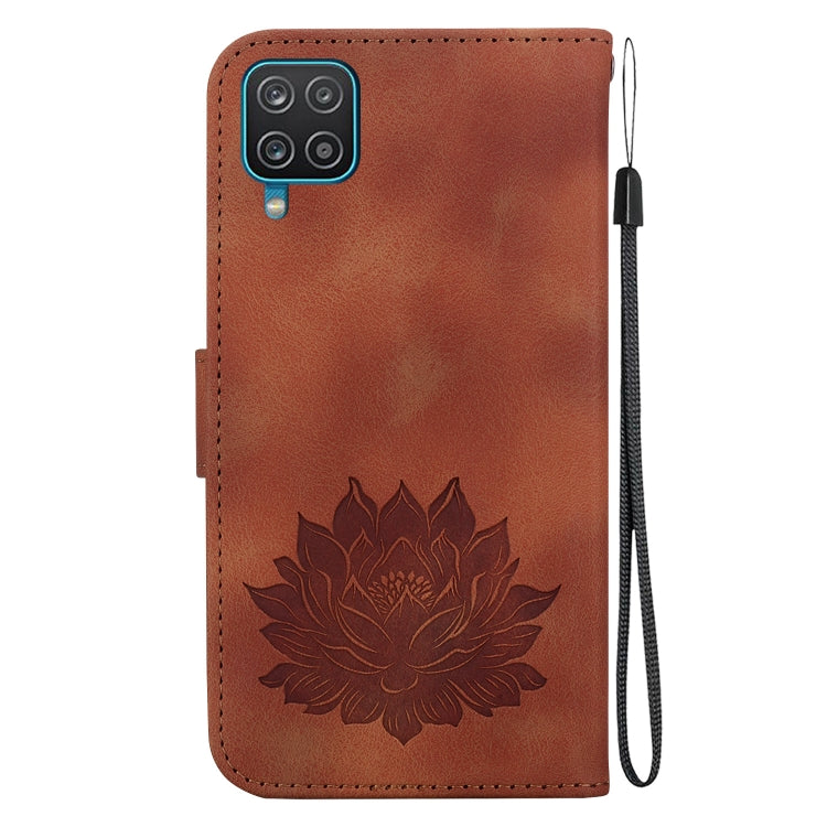 For Samsung Galaxy A12 5G Lotus Embossed Leather Phone Case