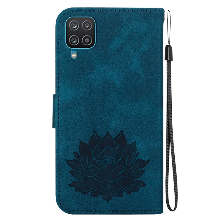For Samsung Galaxy A12 5G Lotus Embossed Leather Phone Case