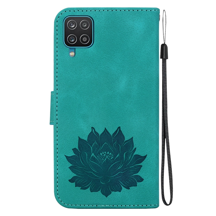 For Samsung Galaxy A12 5G Lotus Embossed Leather Phone Case