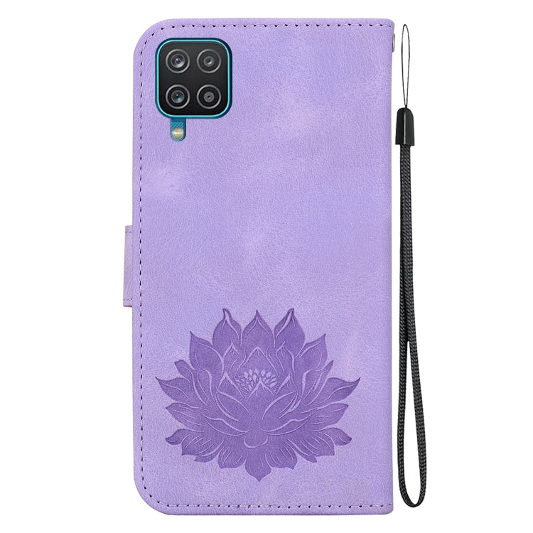 For Samsung Galaxy A12 5G Lotus Embossed Leather Phone Case