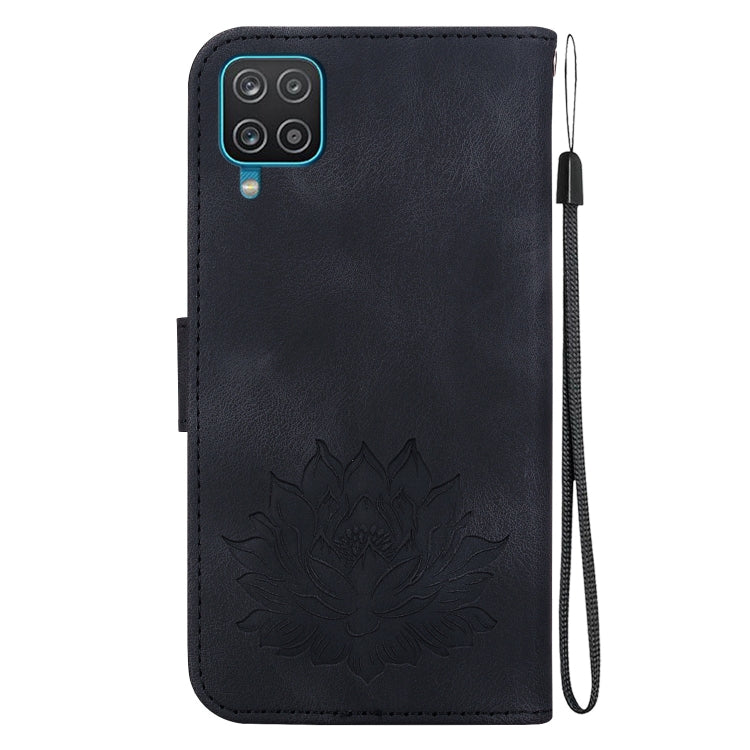 For Samsung Galaxy A12 5G Lotus Embossed Leather Phone Case