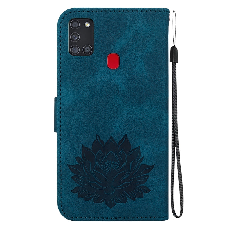 For Samsung Galaxy A21s Lotus Embossed Leather Phone Case