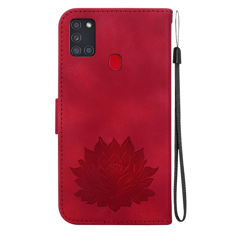 For Samsung Galaxy A21s Lotus Embossed Leather Phone Case