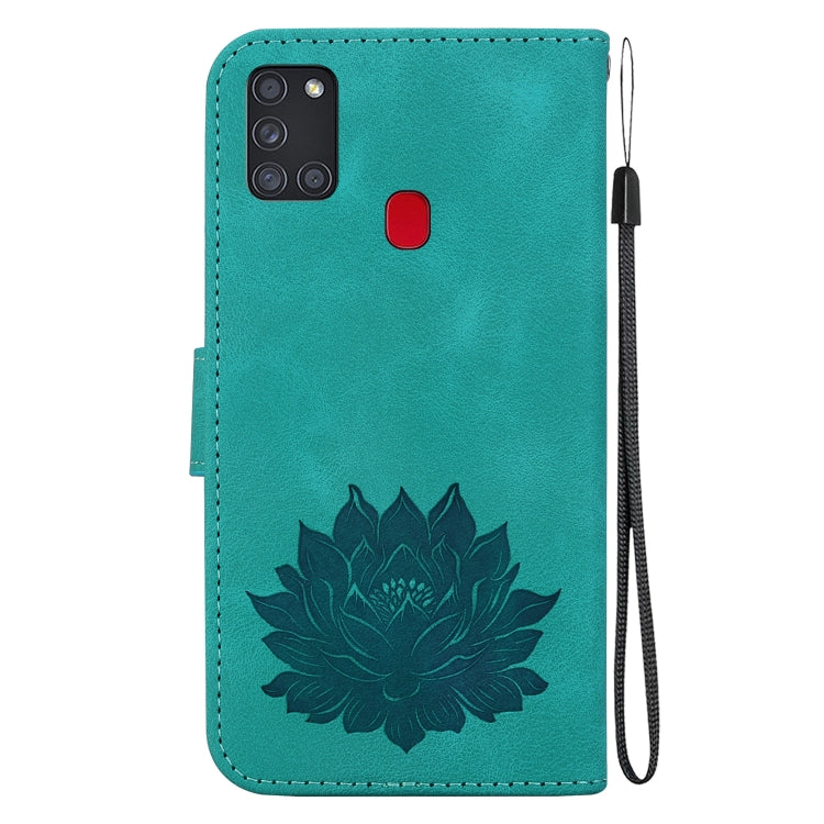 For Samsung Galaxy A21s Lotus Embossed Leather Phone Case