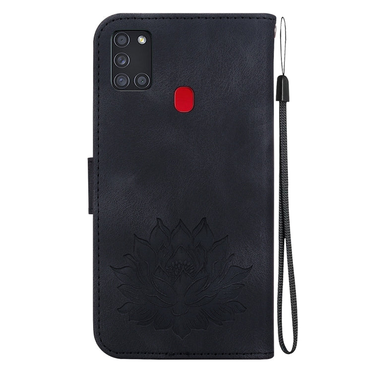 For Samsung Galaxy A21s Lotus Embossed Leather Phone Case