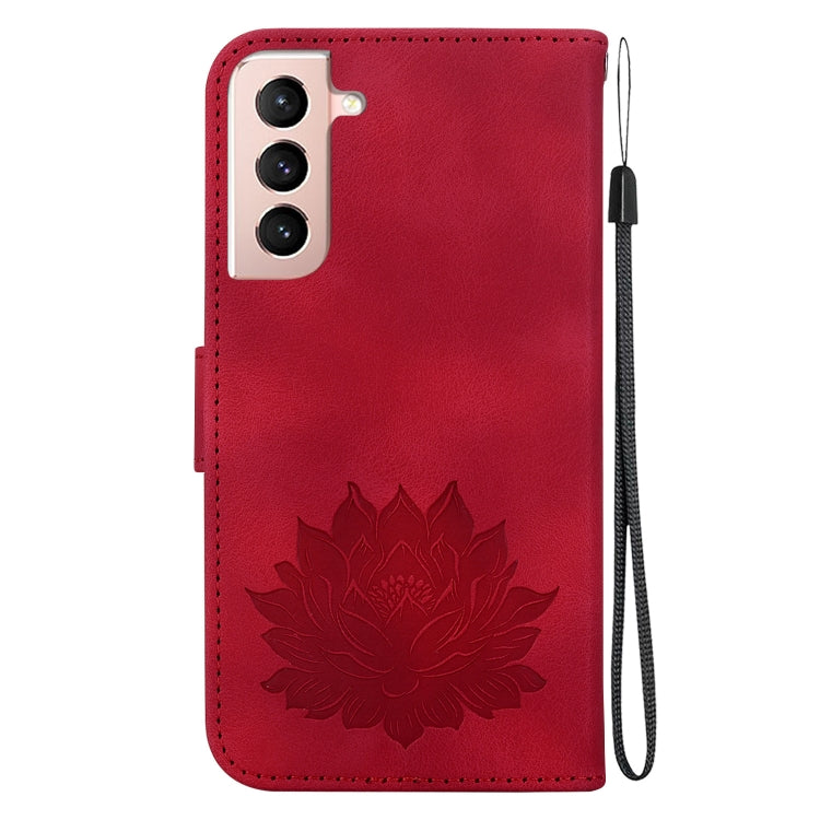 For Samsung Galaxy S21 FE 5G Lotus Embossed Leather Phone Case