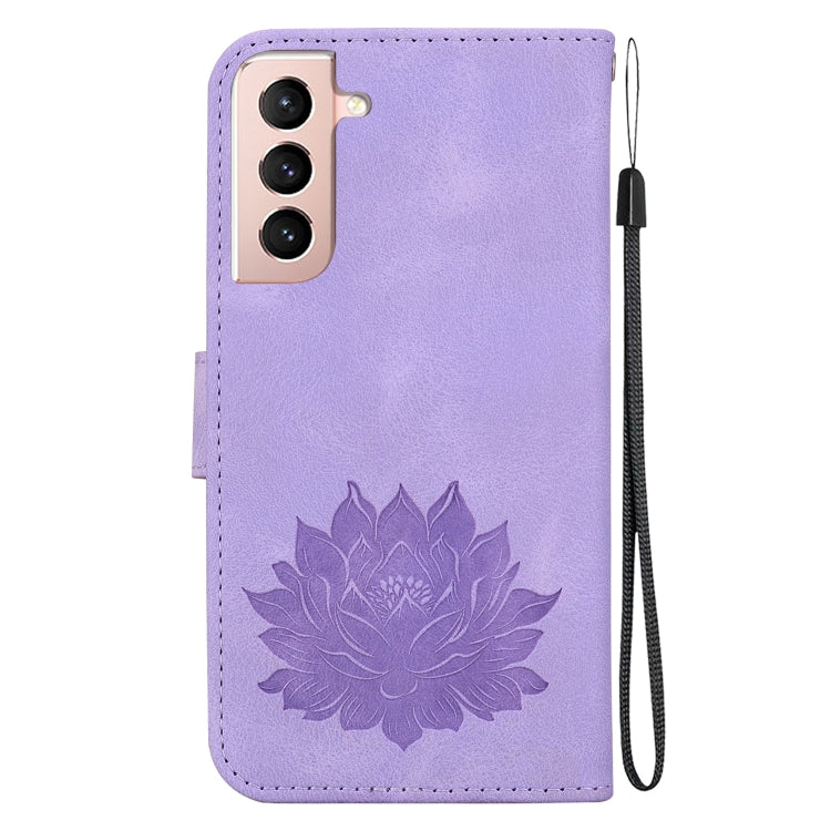 For Samsung Galaxy S21+ 5G Lotus Embossed Leather Phone Case