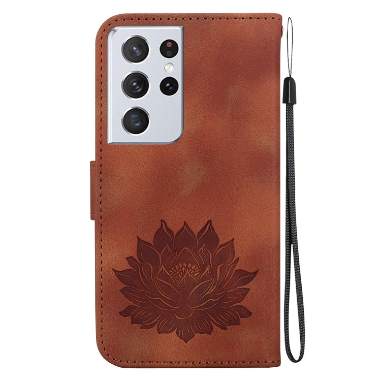 For Samsung Galaxy S21 Ultra 5G Lotus Embossed Leather Phone Case