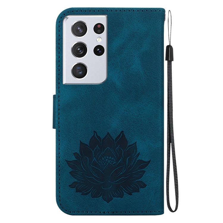 For Samsung Galaxy S21 Ultra 5G Lotus Embossed Leather Phone Case