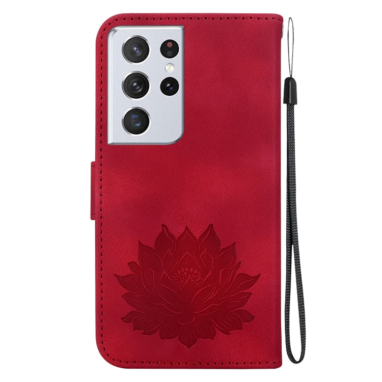 For Samsung Galaxy S21 Ultra 5G Lotus Embossed Leather Phone Case