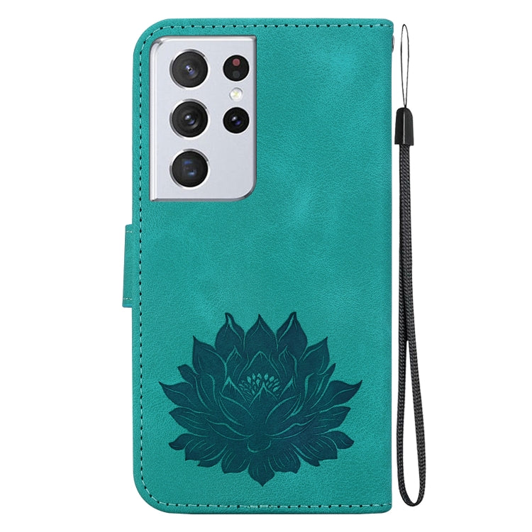 For Samsung Galaxy S21 Ultra 5G Lotus Embossed Leather Phone Case