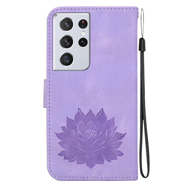 For Samsung Galaxy S21 Ultra 5G Lotus Embossed Leather Phone Case