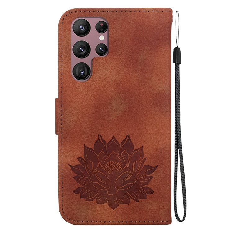For Samsung Galaxy S22 Ultra 5G Lotus Embossed Leather Phone Case