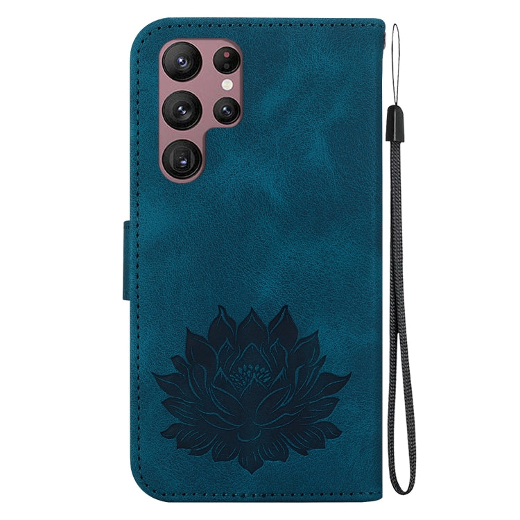 For Samsung Galaxy S22 Ultra 5G Lotus Embossed Leather Phone Case