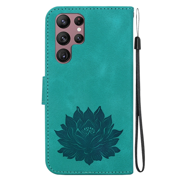 For Samsung Galaxy S22 Ultra 5G Lotus Embossed Leather Phone Case