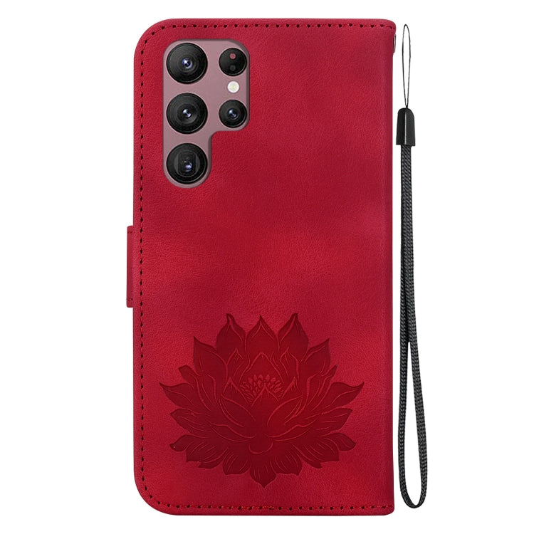 For Samsung Galaxy S22 Ultra 5G Lotus Embossed Leather Phone Case