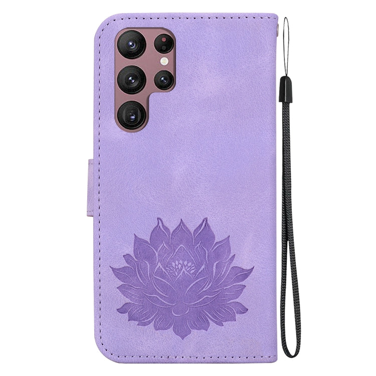 For Samsung Galaxy S22 Ultra 5G Lotus Embossed Leather Phone Case