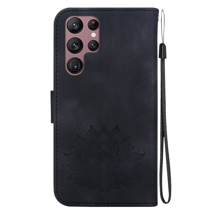 For Samsung Galaxy S22 Ultra 5G Lotus Embossed Leather Phone Case
