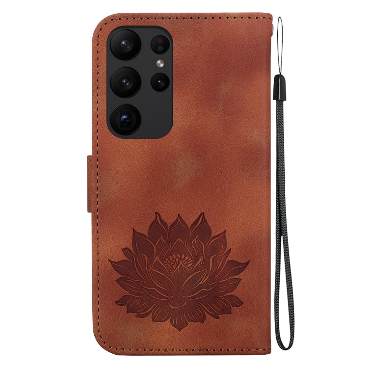 For Samsung Galaxy S23 Ultra 5G Lotus Embossed Leather Phone Case