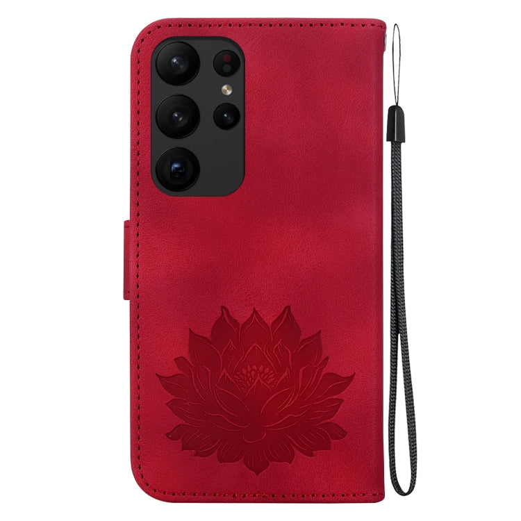 For Samsung Galaxy S23 Ultra 5G Lotus Embossed Leather Phone Case