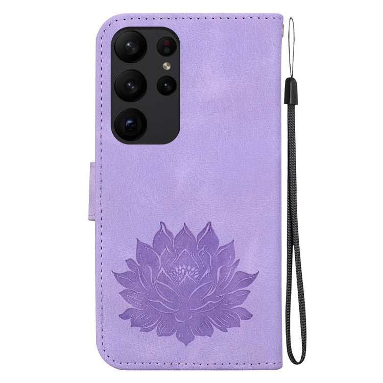 For Samsung Galaxy S23 Ultra 5G Lotus Embossed Leather Phone Case
