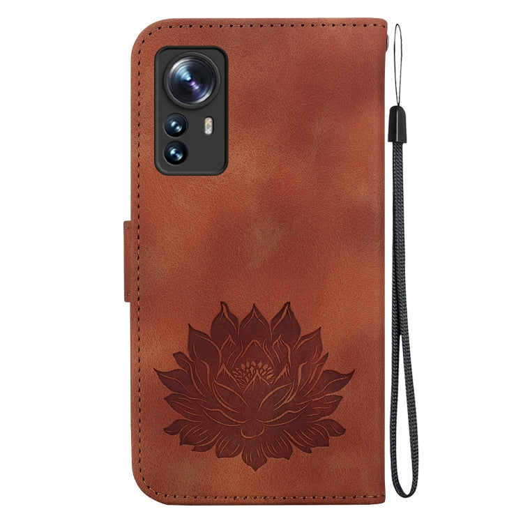 For Xiaomi 12 / 12X Lotus Embossed Leather Phone Case