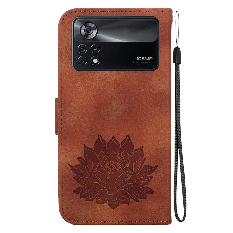 For Xiaomi Poco X4 Pro 5G Lotus Embossed Leather Phone Case