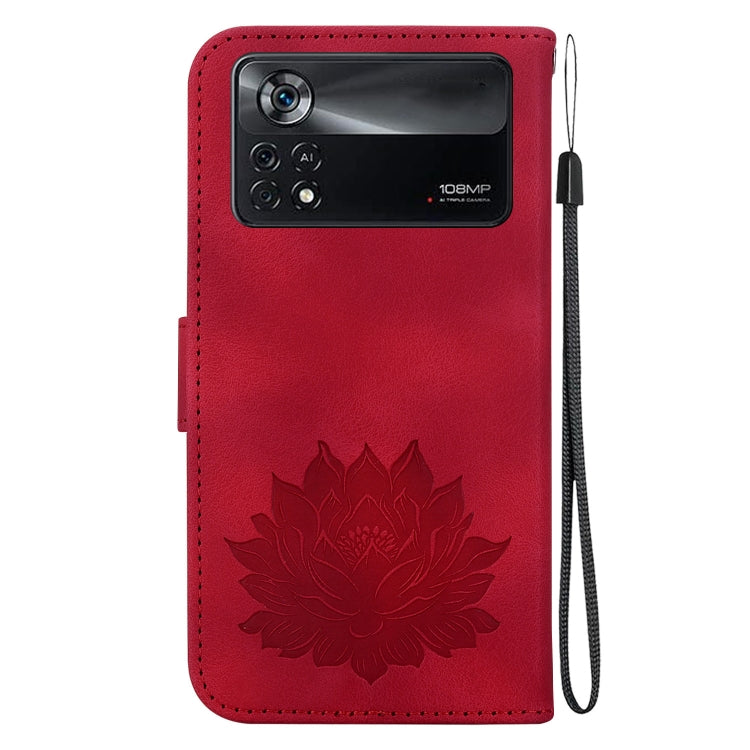 For Xiaomi Poco X4 Pro 5G Lotus Embossed Leather Phone Case