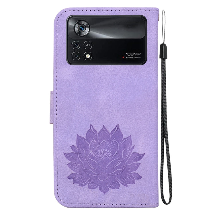 For Xiaomi Poco X4 Pro 5G Lotus Embossed Leather Phone Case
