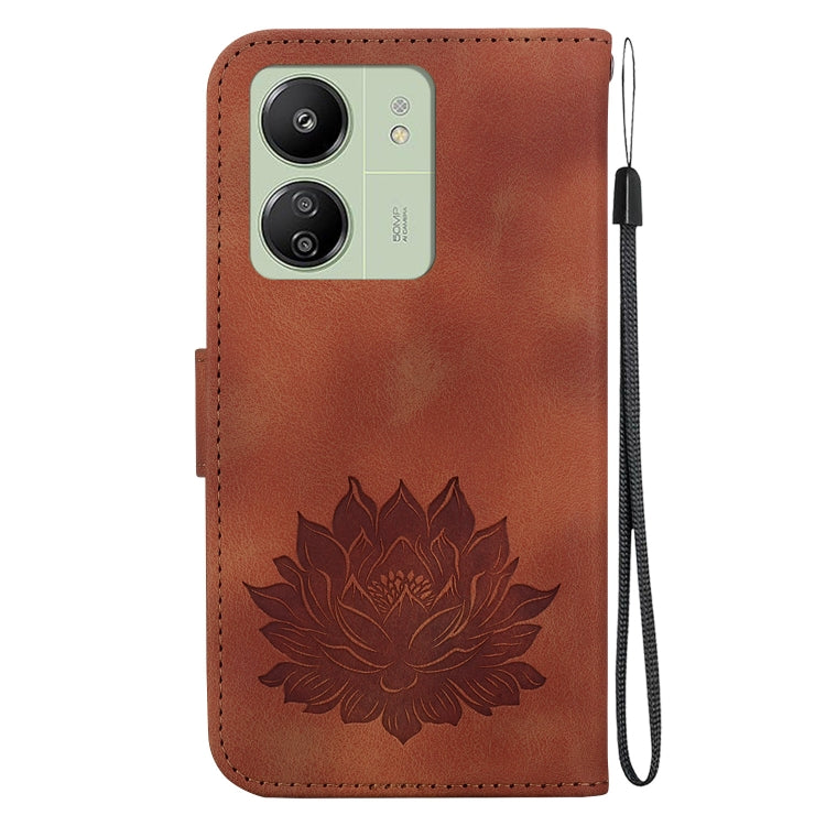 For Xiaomi Poco C65 4G / Poco M6 5G Lotus Embossed Leather Phone Case
