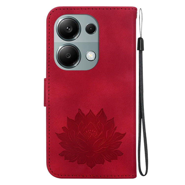 For Xiaomi Poco M6 Pro 4G Lotus Embossed Leather Phone Case