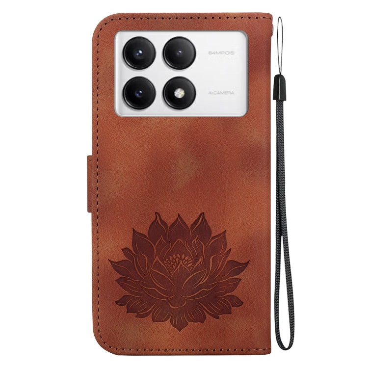 For Xiaomi Poco F6 Pro Lotus Embossed Leather Phone Case