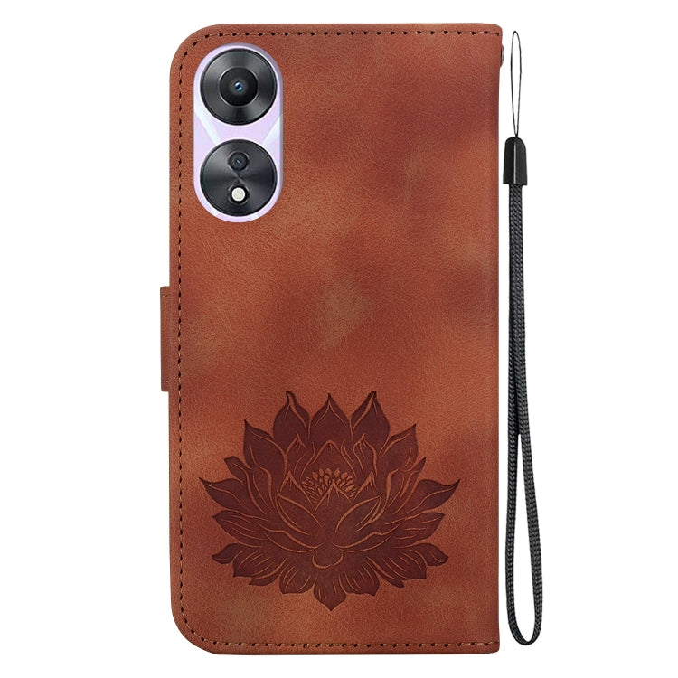 For OPPO A58 4G Lotus Embossed Leather Phone Case
