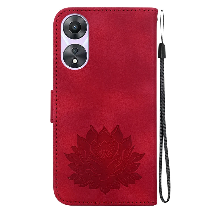 For OPPO A58 4G Lotus Embossed Leather Phone Case