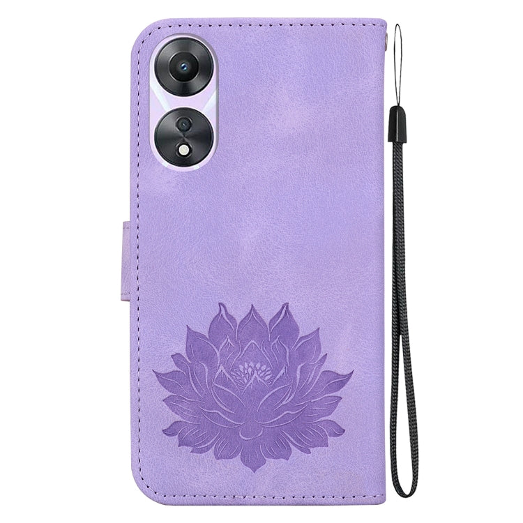 For OPPO A58 4G Lotus Embossed Leather Phone Case