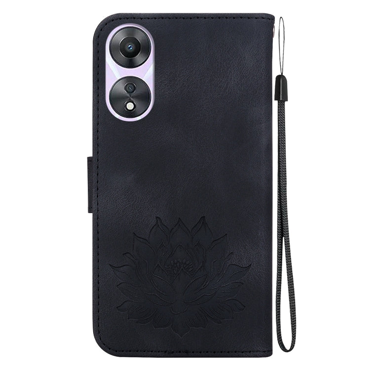 For OPPO A58 4G Lotus Embossed Leather Phone Case