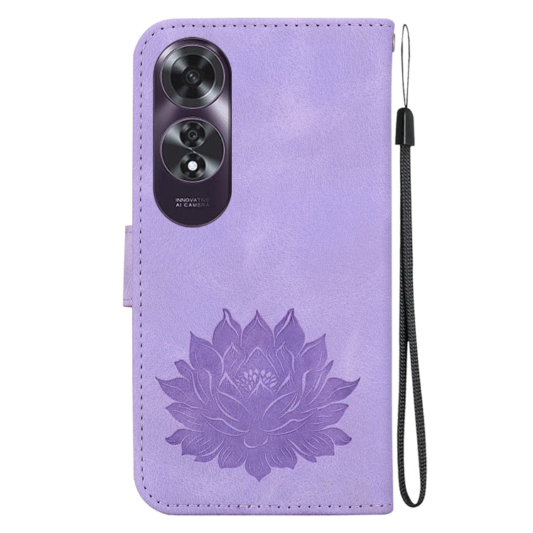 For OPPO A60 4G Lotus Embossed Leather Phone Case
