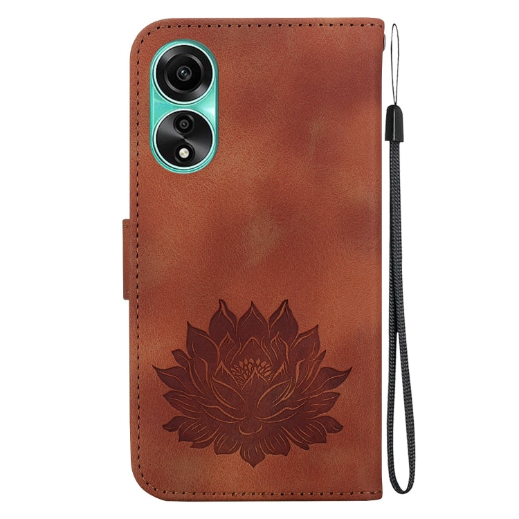 For OPPO A78 4G Lotus Embossed Leather Phone Case