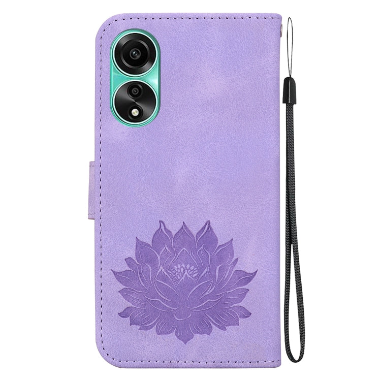 For OPPO A78 4G Lotus Embossed Leather Phone Case