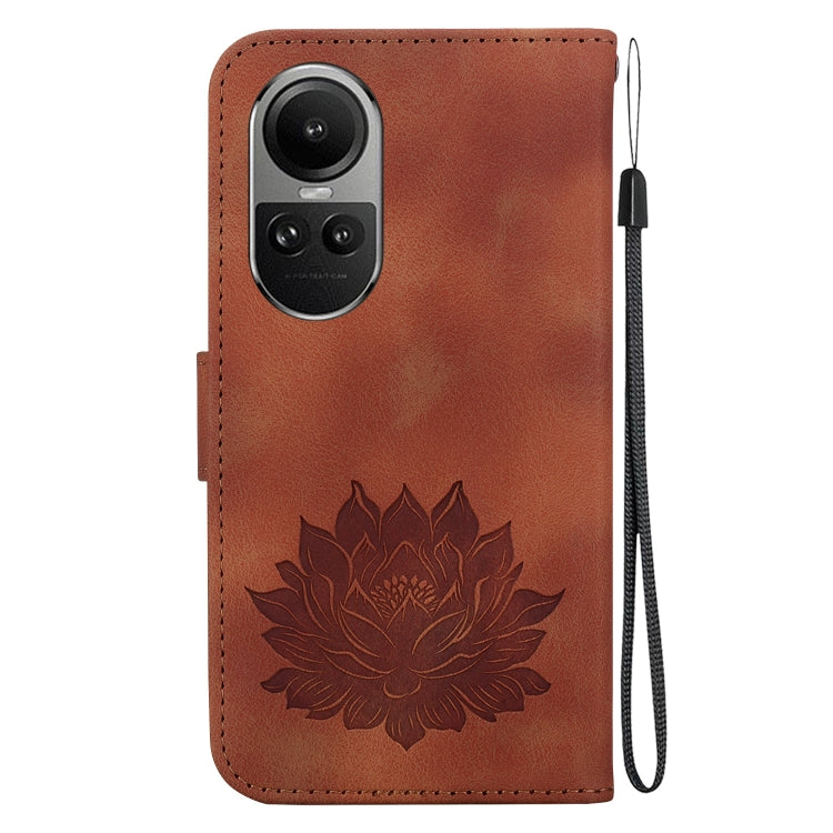 For OPPO Reno10 / Reno10 Pro 5G Global Lotus Embossed Leather Phone Case