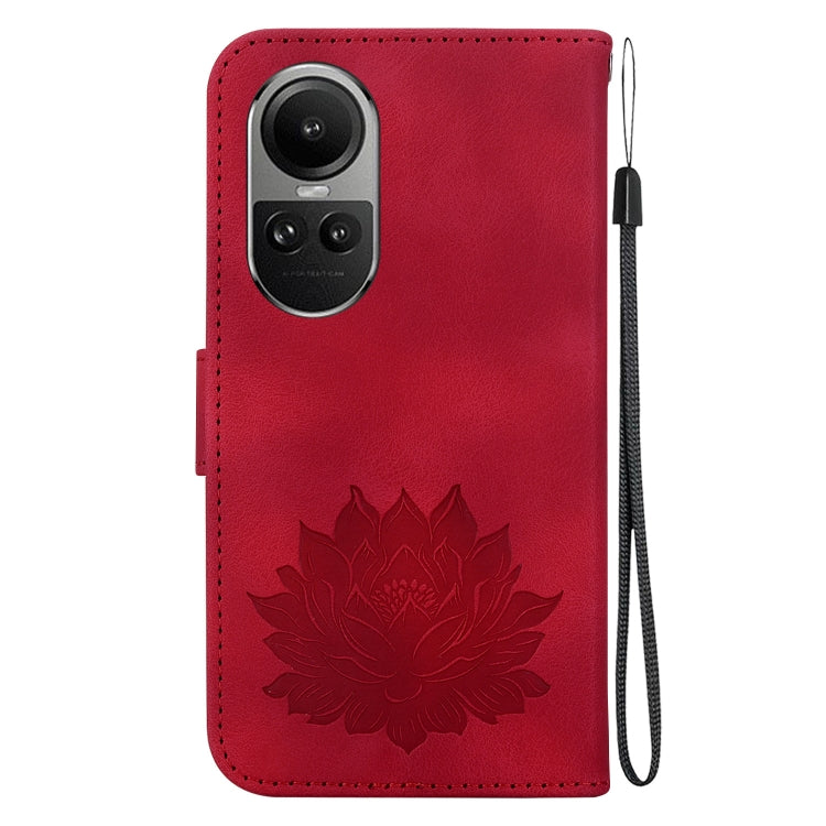 For OPPO Reno10 / Reno10 Pro 5G Global Lotus Embossed Leather Phone Case