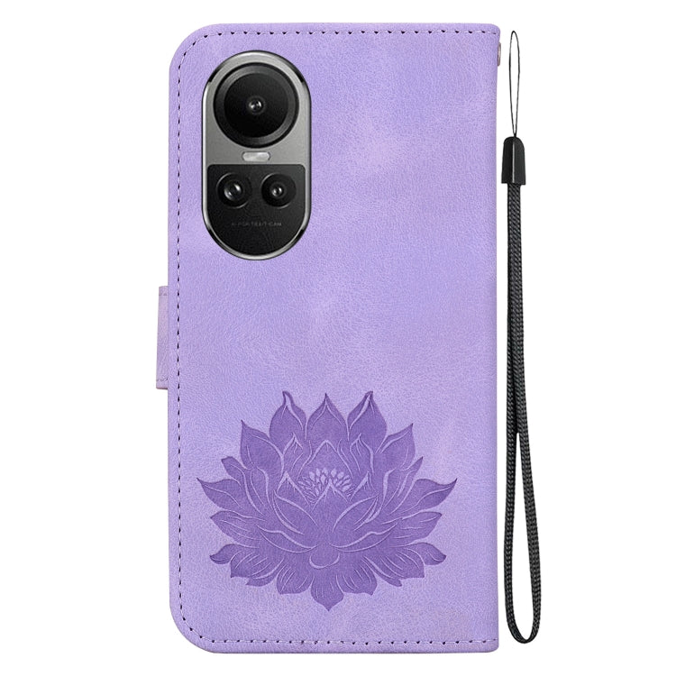 For OPPO Reno10 / Reno10 Pro 5G Global Lotus Embossed Leather Phone Case