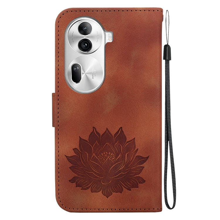 For OPPO Reno11 Pro 5G Global Lotus Embossed Leather Phone Case