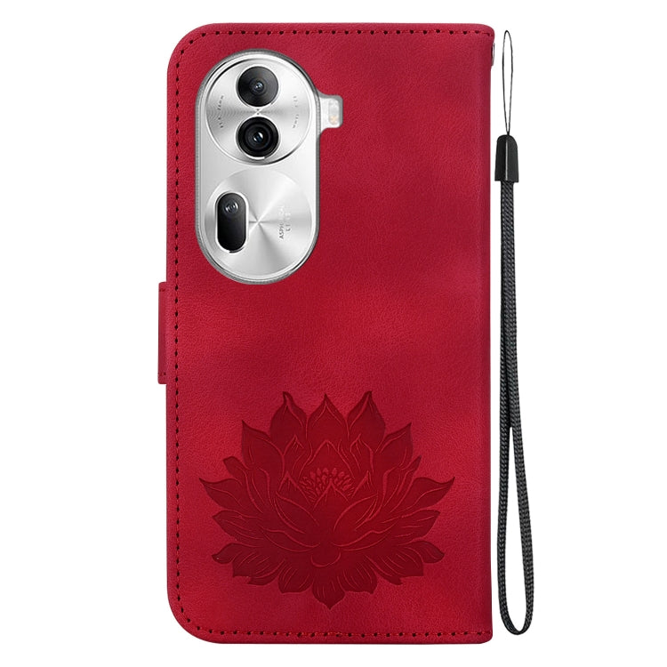 For OPPO Reno11 Pro 5G Global Lotus Embossed Leather Phone Case