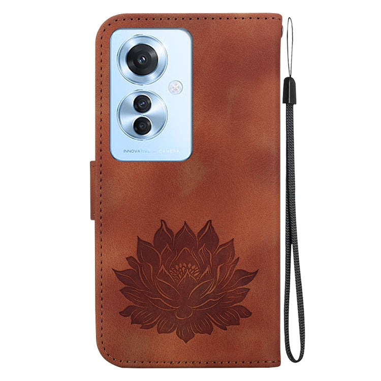 For OPPO Reno11 F / F25 Pro 5G Global Lotus Embossed Leather Phone Case