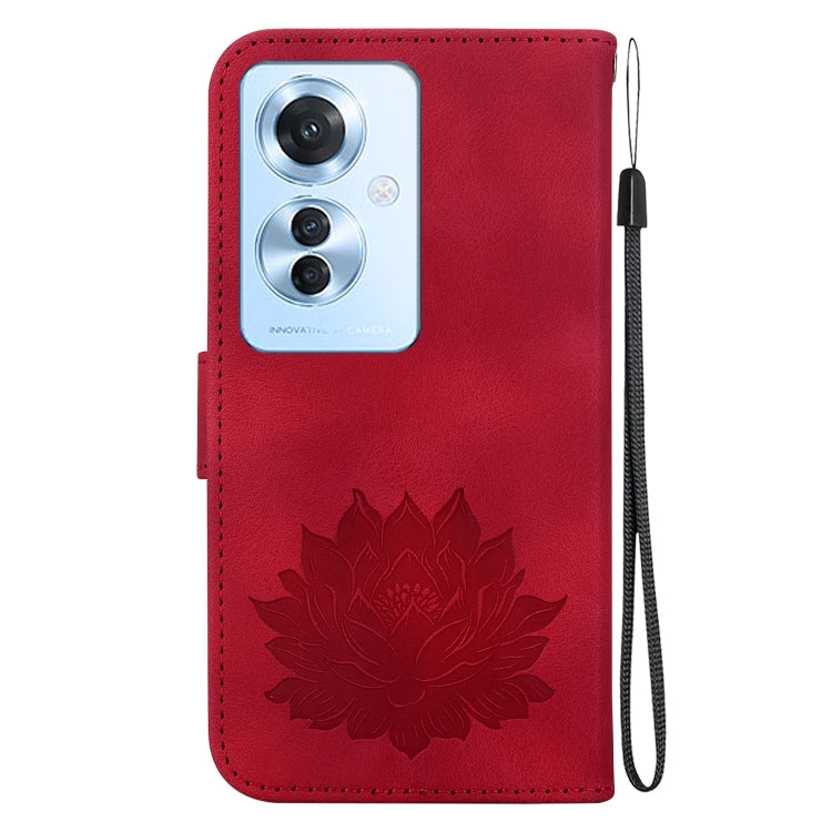 For OPPO Reno11 F / F25 Pro 5G Global Lotus Embossed Leather Phone Case