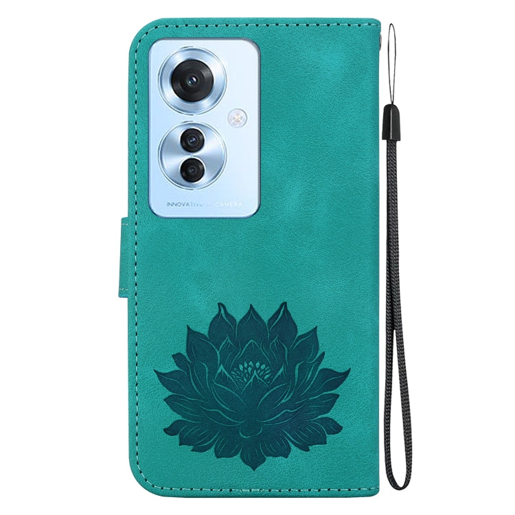 For OPPO Reno11 F / F25 Pro 5G Global Lotus Embossed Leather Phone Case