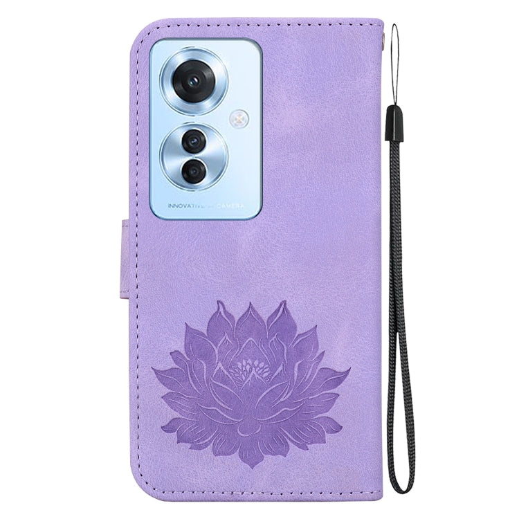 For OPPO Reno11 F / F25 Pro 5G Global Lotus Embossed Leather Phone Case